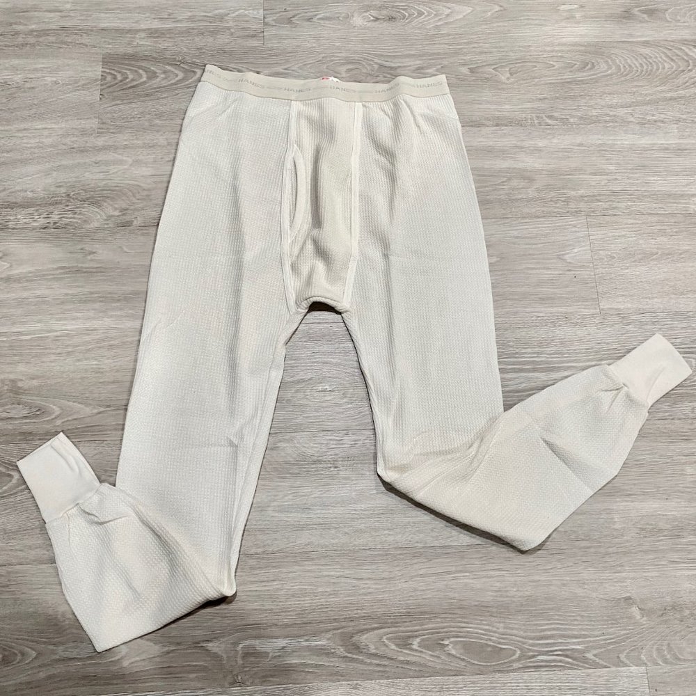 (5) Vintage Hanes New Base Warm Cotton Blend (65%) Layer Winter Pants M (38-40)